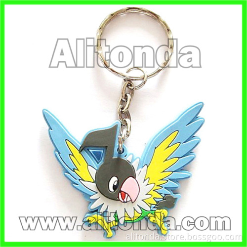 High quality promotional pvc 2d 3d cartoon figure animal key chains custom manufacturer